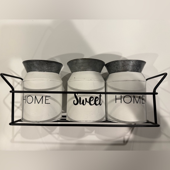 Farmhouse Home Sweet Home Triple White Metal Planter Set - Picture 4 of 7
